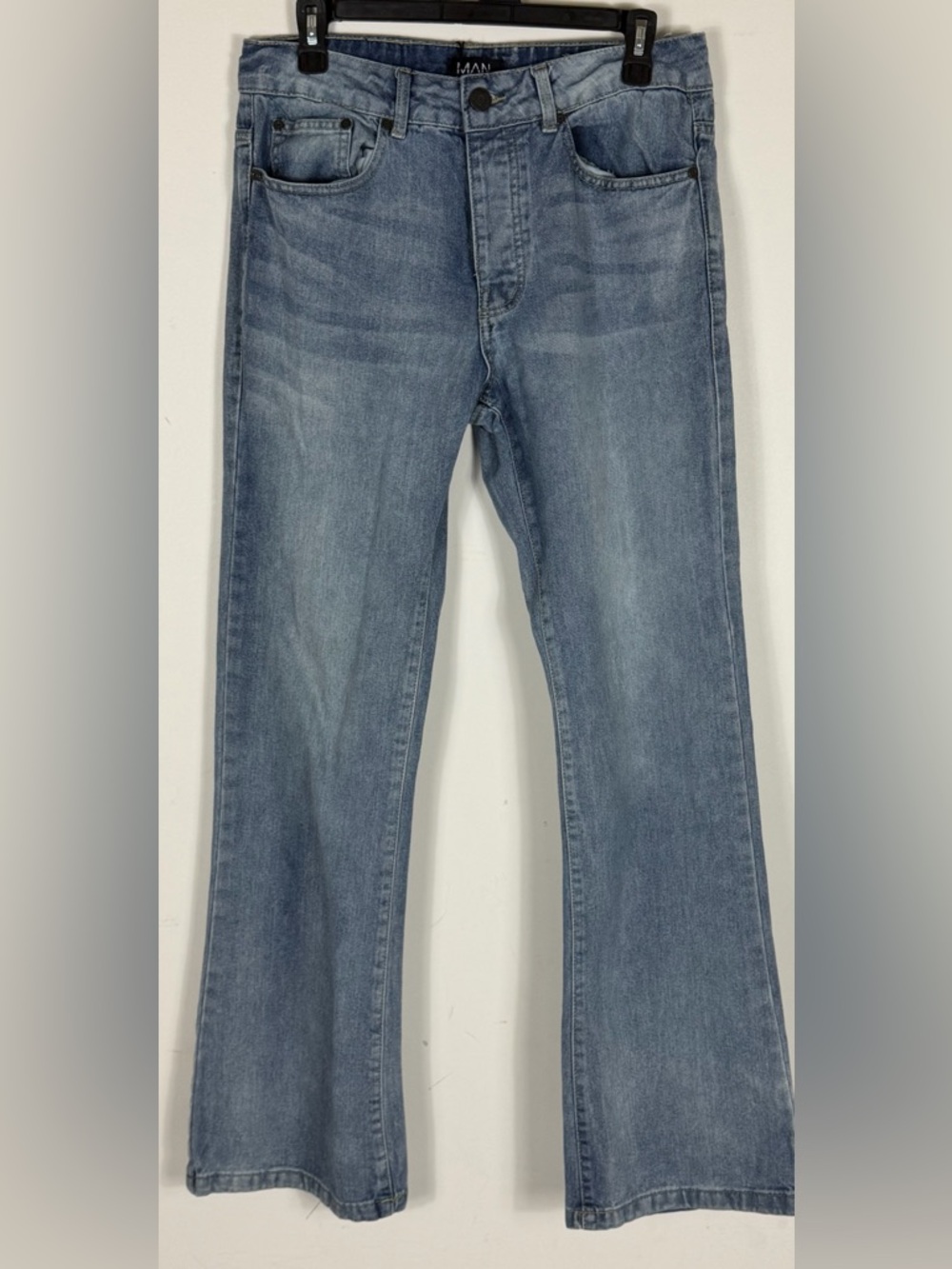 Boohoo Mens Light Blue Bootcut Jeans